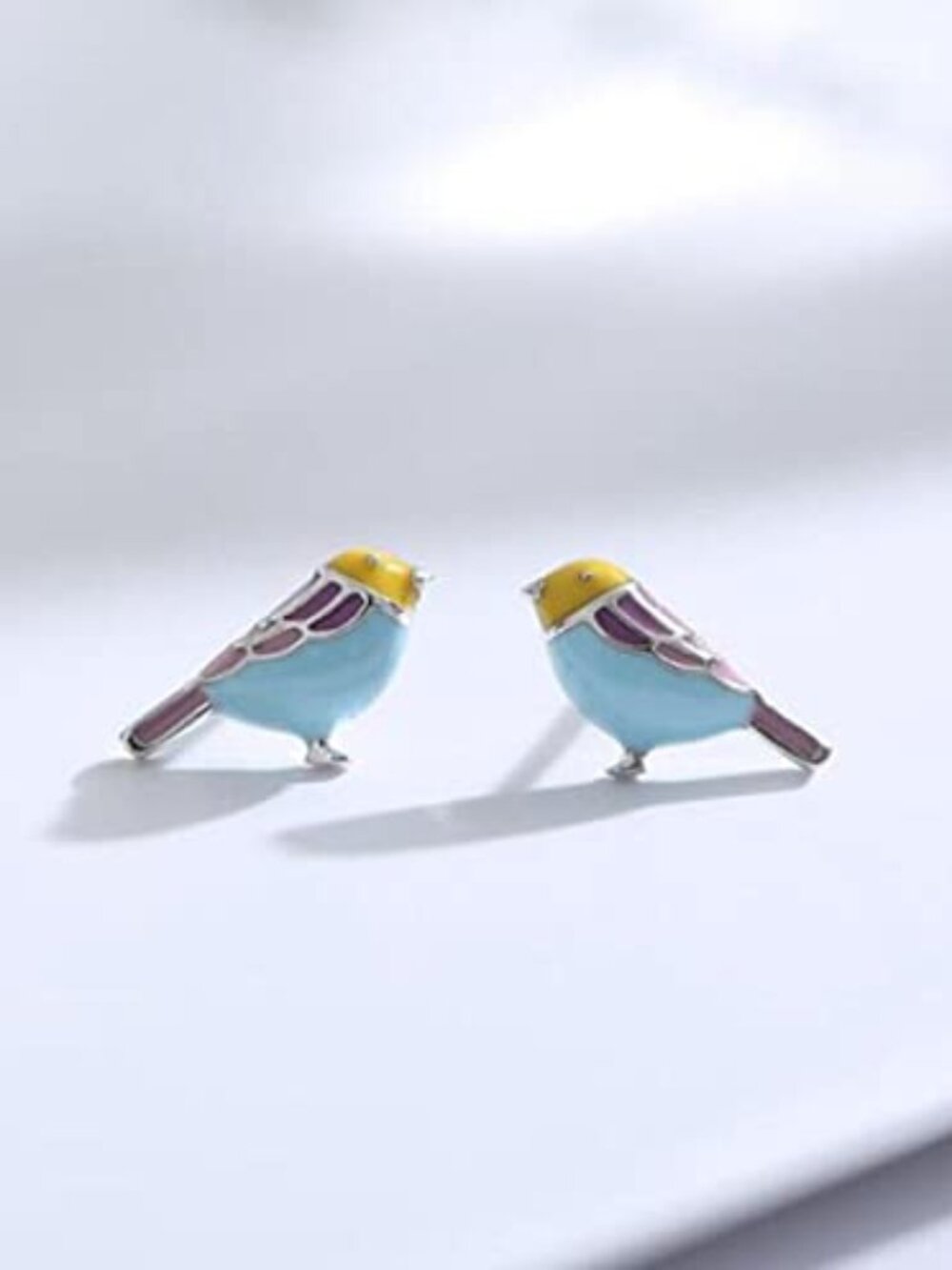 Bird Stud Earrings for Women Multi-Color Enamel Little Animal Jewelry (Bird)
